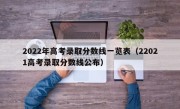 2022年高考录取分数线一览表（22021高考录取分数线公布）